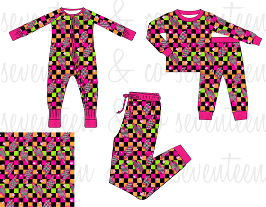 Neon Checkered & Bolts